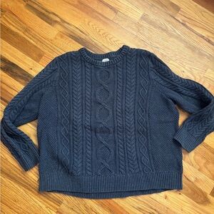 L.L. Bean Dark Blue Cable Knit Sweater Vintage